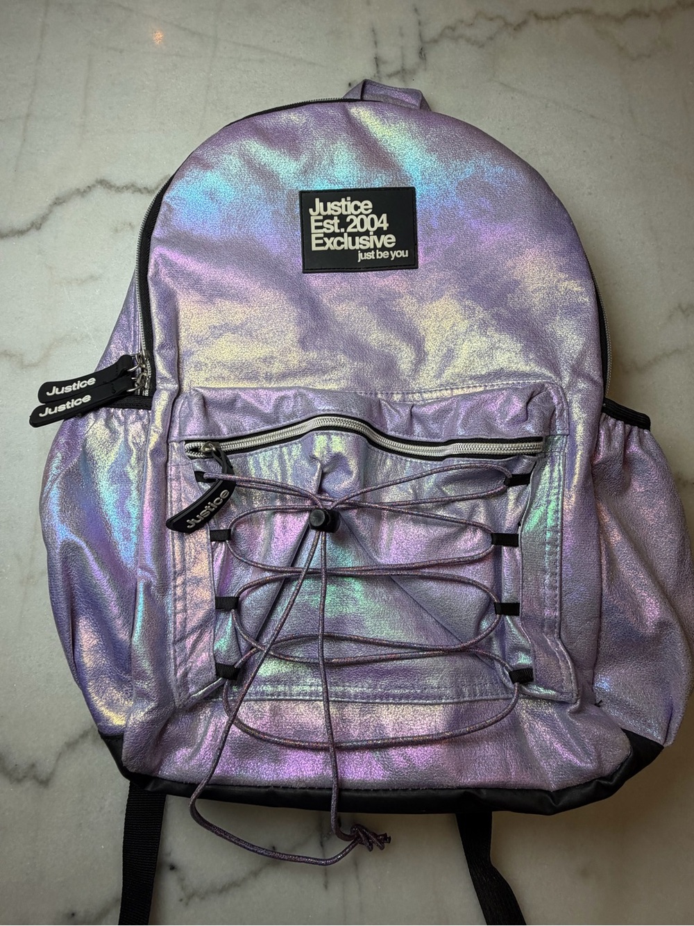 Justice Holographic Purple Kids Backpack